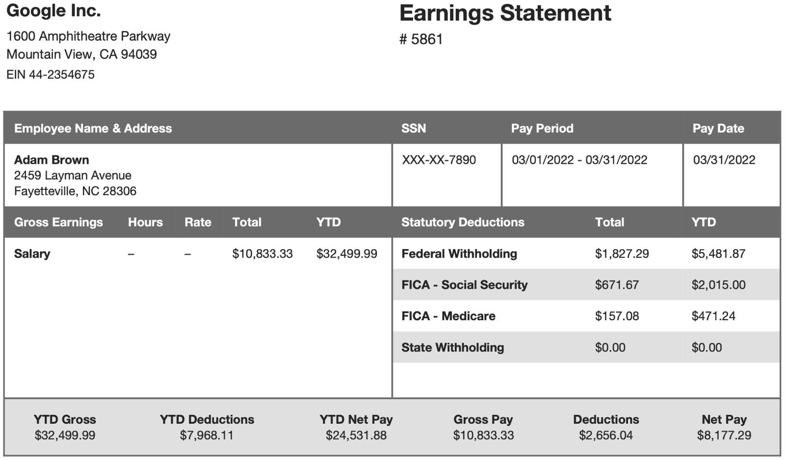 Pay Stub